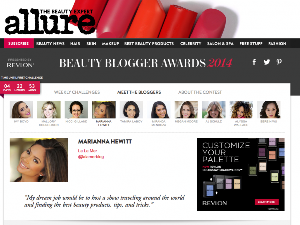 marianna hewitt bio allure beauty blogger awards