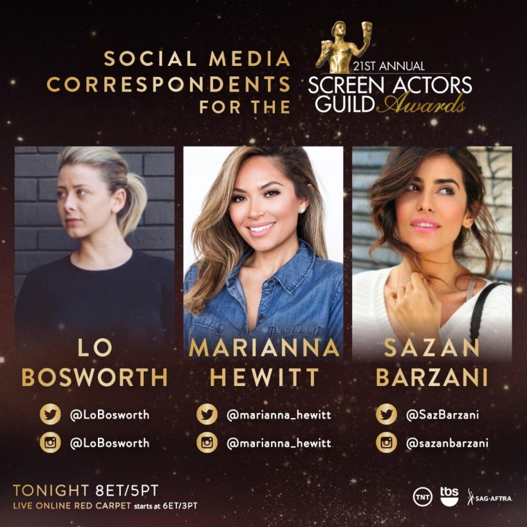 marianna hewitt sag awards 2015 social media correspondent tv host lo bosworth sazan barzani