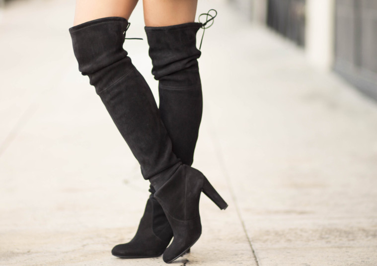 marianna hewitt la la mer stuart weitzman highland boots topshop dress blogger street style los angeles boots close up